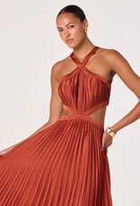 ASTR Vera Cutout High Neck Satin Maxi Dress