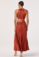 ASTR Vera Cutout High Neck Satin Maxi Dress