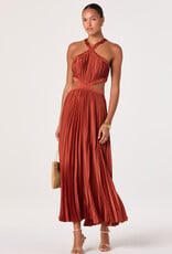 ASTR Vera Cutout High Neck Satin Maxi Dress