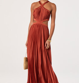 ASTR Vera Cutout High Neck Satin Maxi Dress