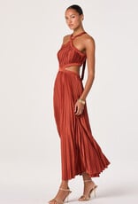 ASTR Vera Cutout High Neck Satin Maxi Dress
