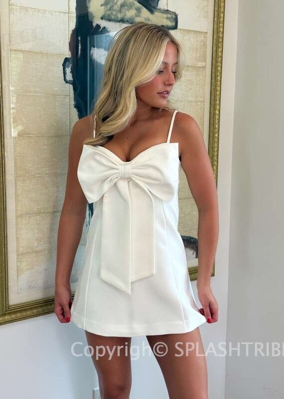 Oversized Bow Structured Mini Dress