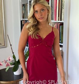 Solid Scallop Cut V Neck Mini Dress