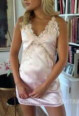 Amelia Lace Trim Satin Slip Mini Dress