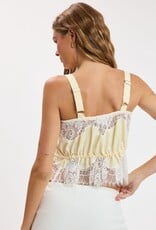 Stripe Waist Tie Lace Cami Crop Top
