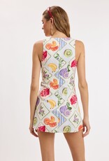 Fruit Set Fitted Sleeveless Shift Mini Dress