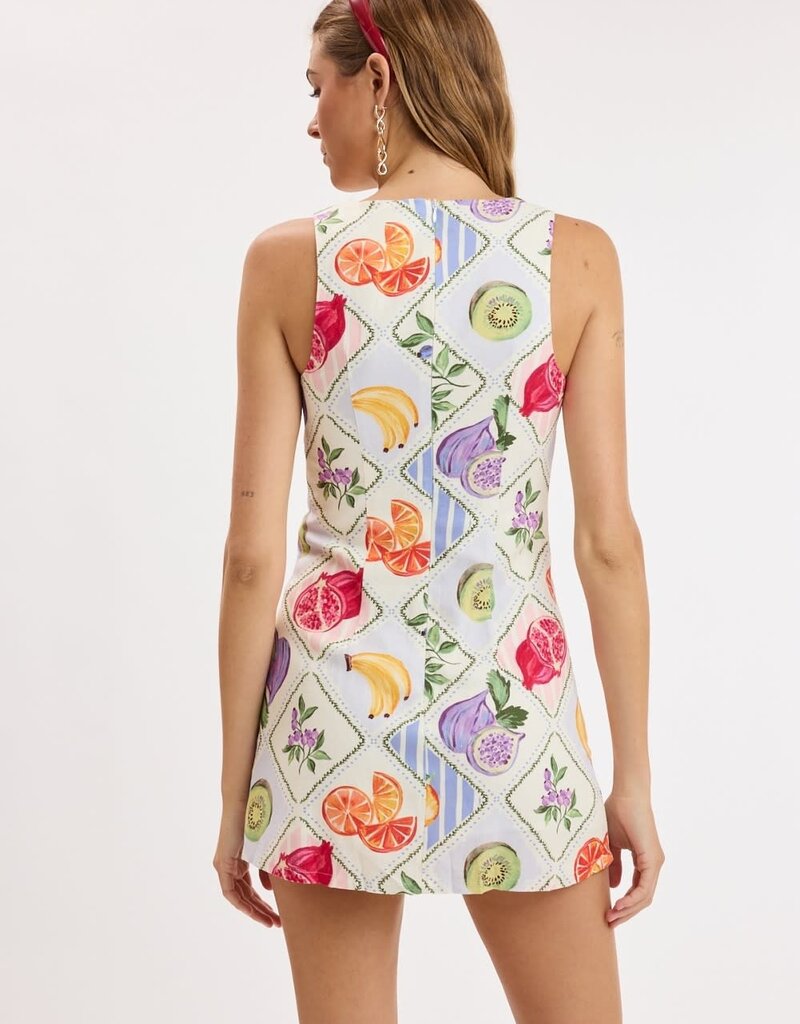 Fruit Set Fitted Sleeveless Shift Mini Dress