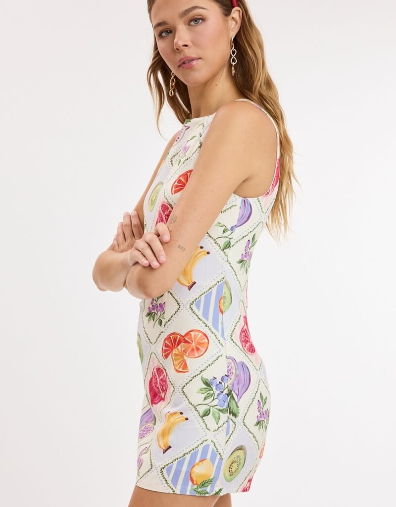 Fruit Set Fitted Sleeveless Shift Mini Dress