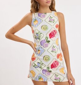 Fruit Set Fitted Sleeveless Shift Mini Dress