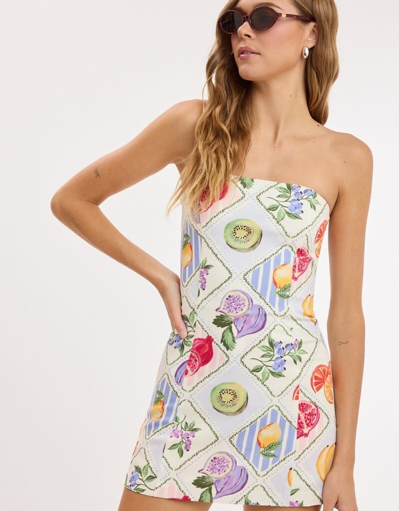 Fruit Set Strapless Mini Dress