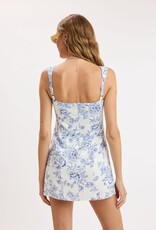 Blue Lipstick Floral Wide Strap Mini Dress