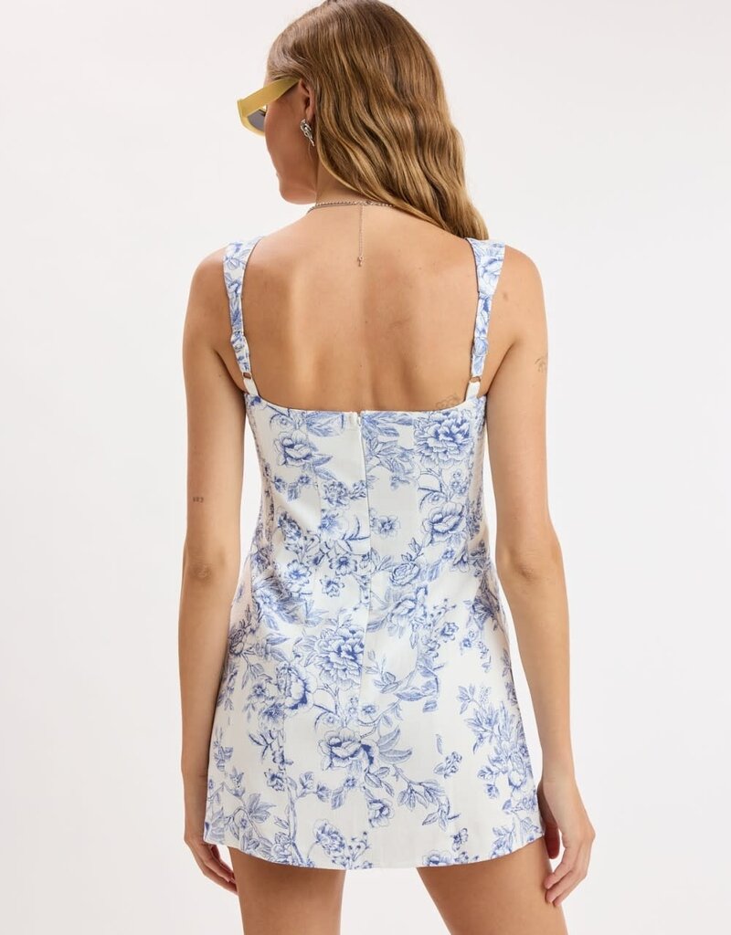 Blue Lipstick Floral Wide Strap Mini Dress