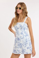 Blue Lipstick Floral Wide Strap Mini Dress