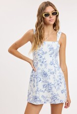 Blue Lipstick Floral Wide Strap Mini Dress