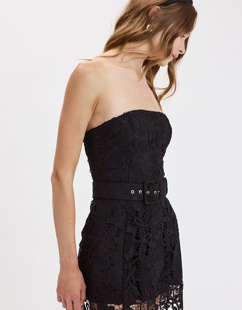 Ava Lace Strapless Belted Skort Mini Dress