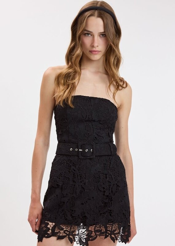 Ava Lace Strapless Belted Skort Mini Dress