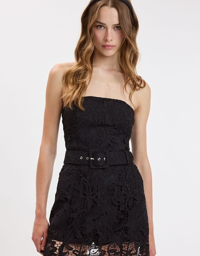 Ava Lace Strapless Belted Skort Mini Dress