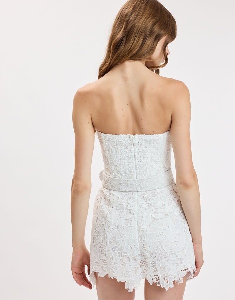 Ava Lace Strapless Belted Skort Mini Dress