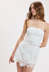 Ava Lace Strapless Belted Skort Mini Dress