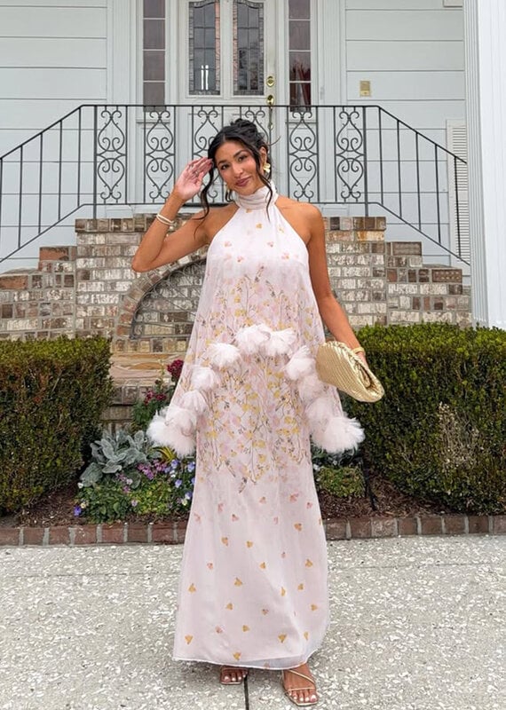Elliatt Tulsia Floral Cape Maxi Dress Gown