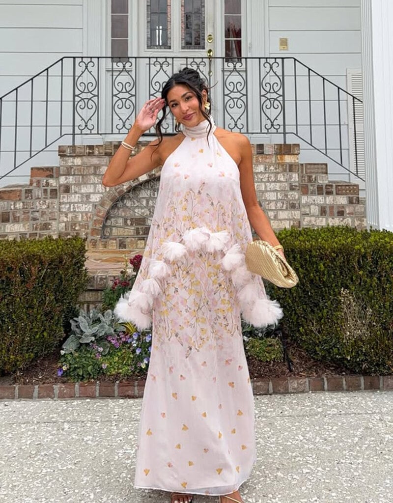 Elliatt Tulsia Floral Cape Maxi Dress Gown