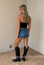 Medium Denim Micro Mini Skort