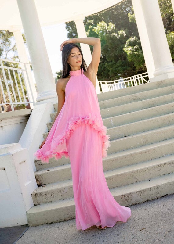 Elliatt Poppy Cape Layered Gown Maxi Dress