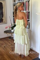 Nina Halter Ruffled High Low Maxi Dress