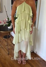 Nina Halter Ruffled High Low Maxi Dress