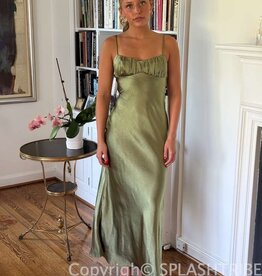 Satin Ruched Bust Twist Back Maxi Dress