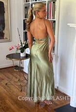 Satin Ruched Bust Twist Back Maxi Dress