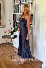 Satin Ruched Bust Twist Back Maxi Dress