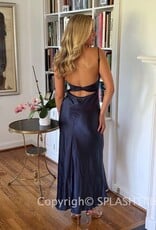 Satin Ruched Bust Twist Back Maxi Dress
