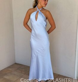 Tessa Satin Keyhole Halter Maxi Dress