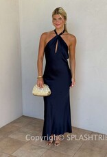 Tessa Satin Keyhole Halter Maxi Dress