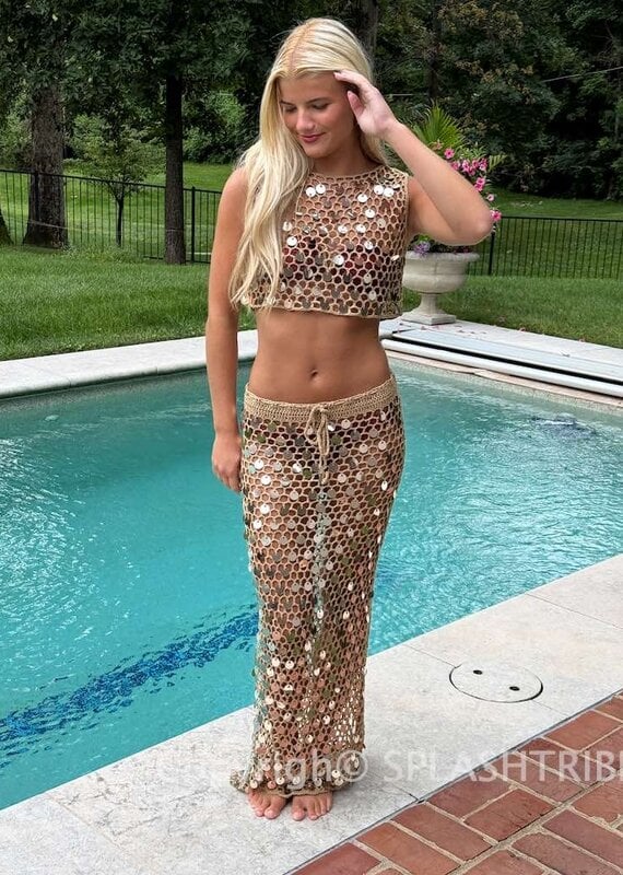 Soleil Knit Paillette Maxi Skirt