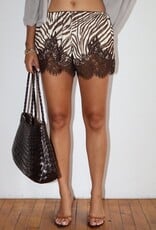 Zebra Lace Trim Mesh Shorts