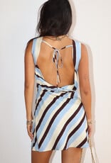 Diagonal Stripe Open Back Mini Dress