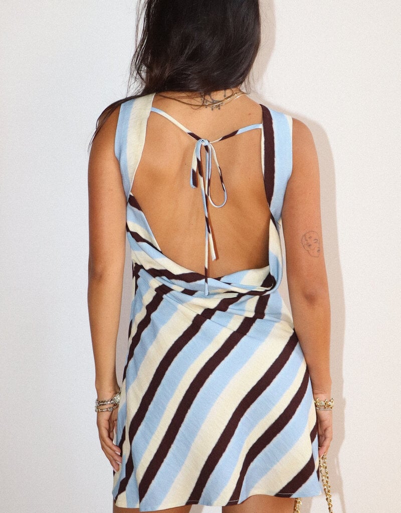 Diagonal Stripe Open Back Mini Dress