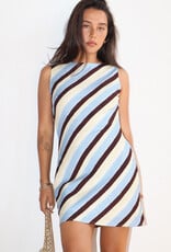 Diagonal Stripe Open Back Mini Dress