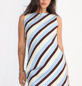 Diagonal Stripe Open Back Mini Dress