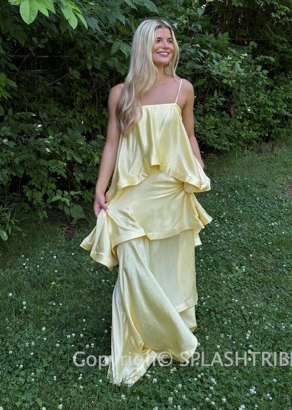 Elliatt Tilly Tiered Satin Maxi Dress