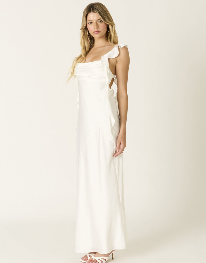 Jinea Satin Frill Maxi Dress
