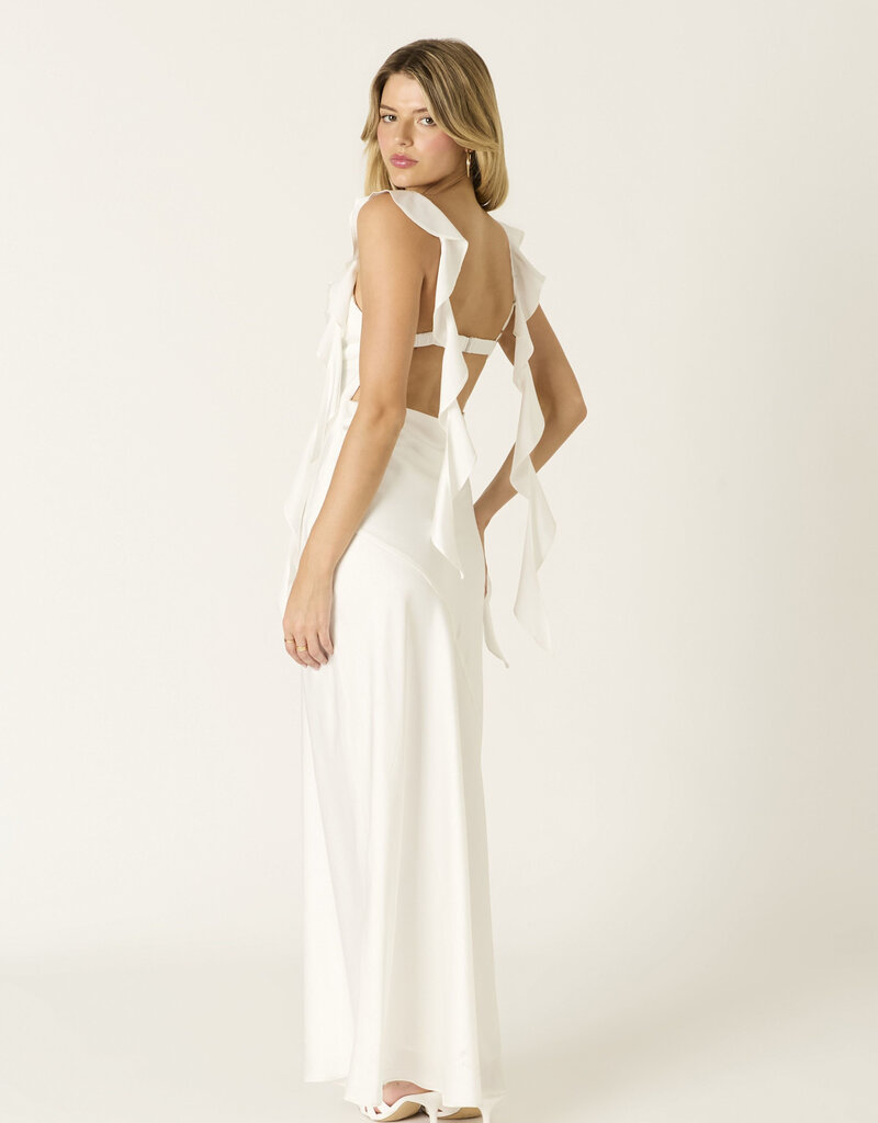 Jinea Satin Frill Maxi Dress