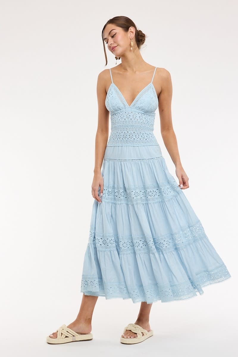 solid lace maxi dress Solid Plunge Neck Sleeveless Jade Blue Floral Lace Maxi Dress