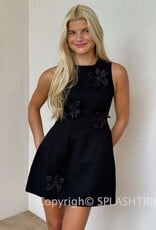Loretta 3D Floral Applique Structured Mini Dress