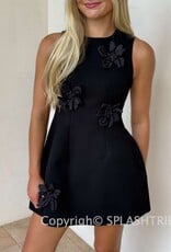 Loretta 3D Floral Applique Structured Mini Dress