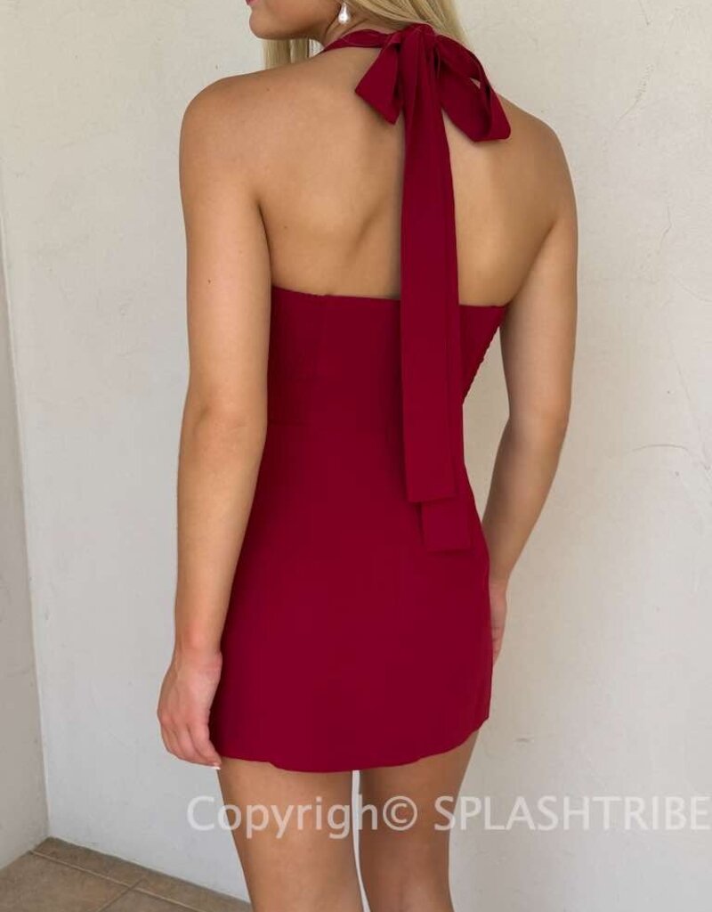 Amanda Uprichard Cynthia Halter Skort Mini Dress Romper