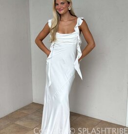 Jinea Satin Frill Maxi Dress