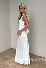 Jinea Satin Frill Maxi Dress